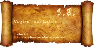 Vogler Bertalan névjegykártya